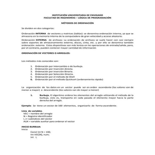 Metodos de ordenamiento