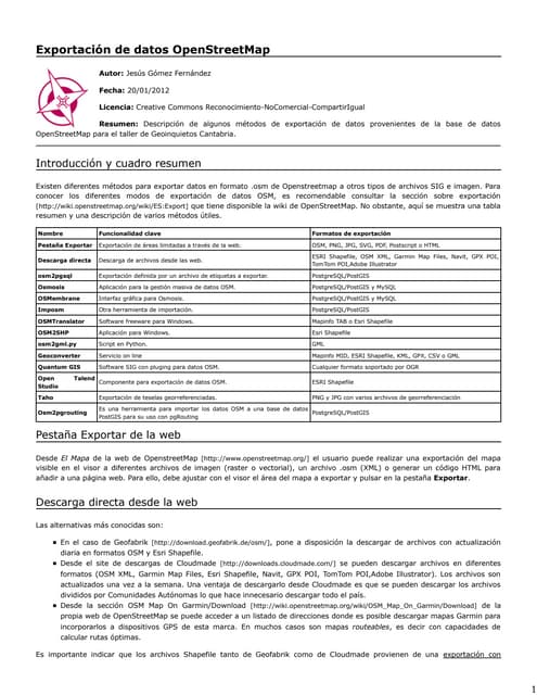 Métodos para la exportación de dato...