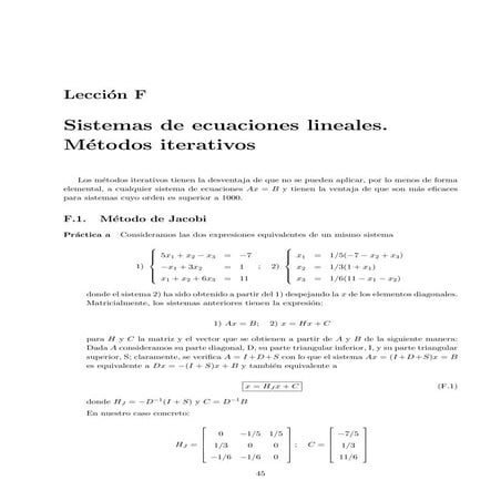 Metodos iterativos para reslver sistemas lineales
