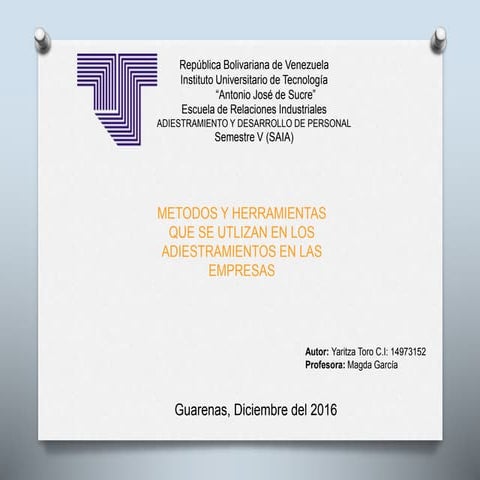 Metodos para los adiestramientos en las empresas.