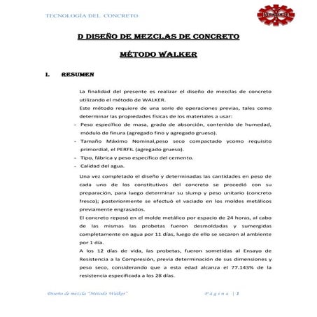 diseño de por el Metodo walker