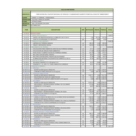 Metrados   estruturas y arquitectura