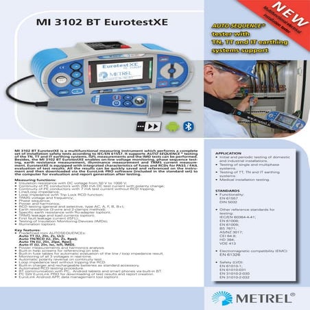 Datasheet Metrel MI 3102BT. Hubungi PT. Siwali Swantika 021-45850618