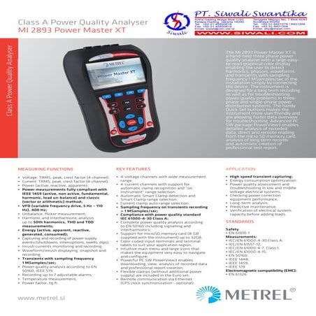 Brosur Metrel MI 2893 Power Master XT