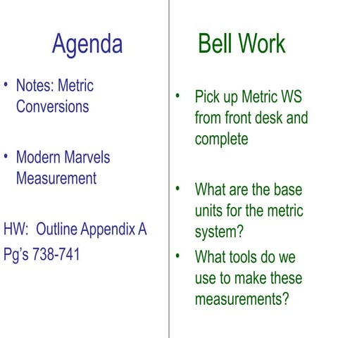 Metric conversions 2010