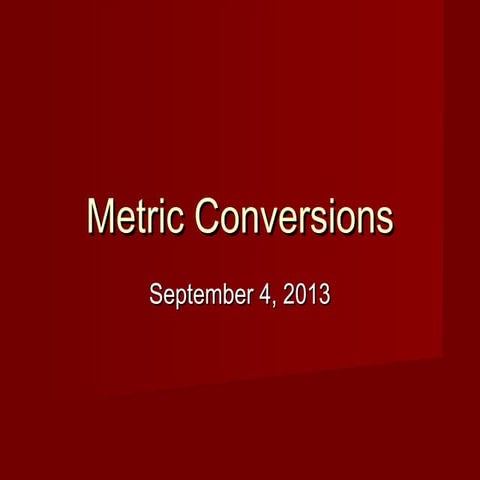 Metric conversions 2010