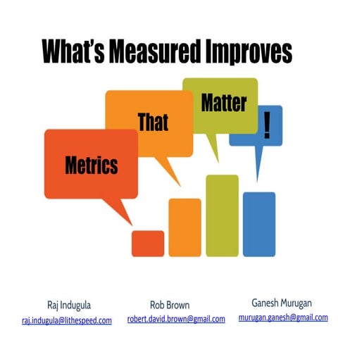 What's Measured Improves: Metrics that matter