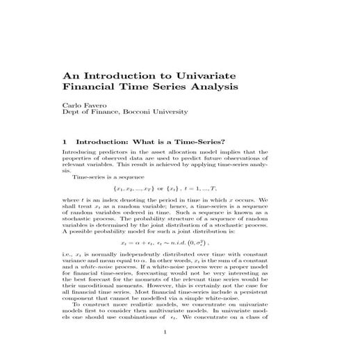 Univariate Financial Time Series Analysis