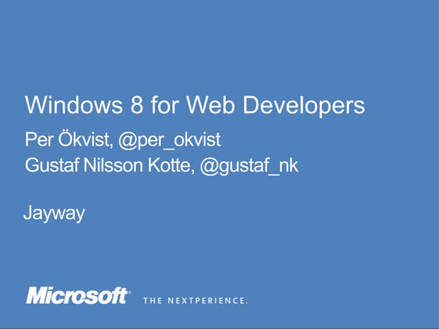 Windows 8 for Web Developers