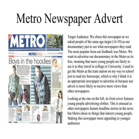 Metro newspaper advert research