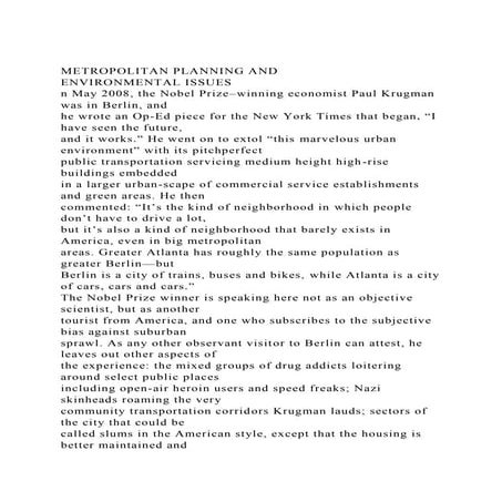 METROPOLITAN PLANNING ANDENVIRONMENTAL ISSUESn May 2008, the N.docx