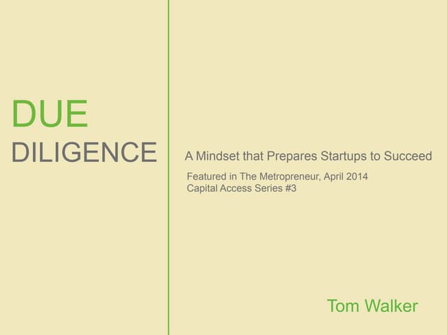 Due Diligence: A Mindset that Prepares Startups to Succeed