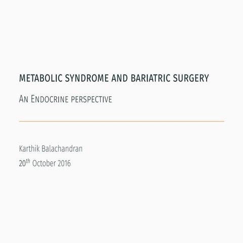 Metabolic syndrome and bariatric surgery -An endocrine perspective | PDF