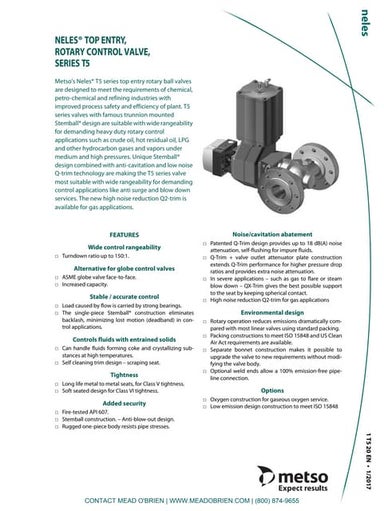 Metso Neles T5 Series Top Entry Rotary Ball Valves