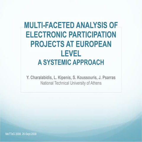 Multi-Faceted Analysis of Electronic Participation Projects at European Level
