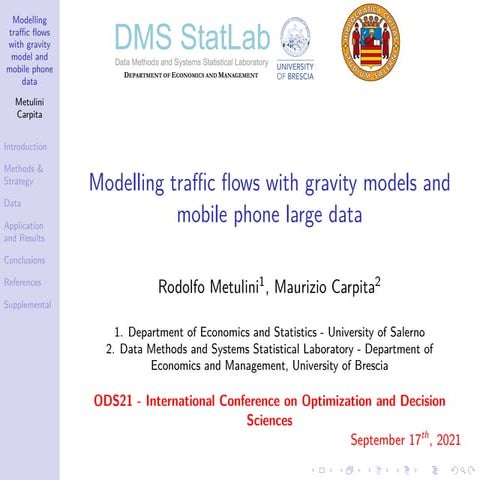 Modelling traffic flows with gravity models and mobile phone large data