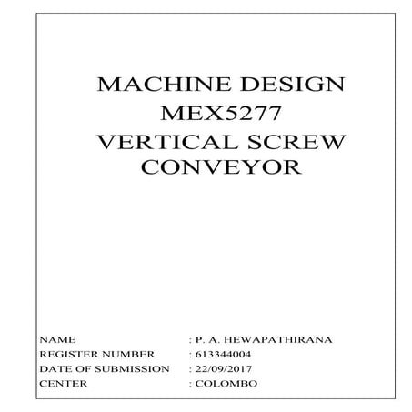 Vertical Screw Conveyor - Design Project
