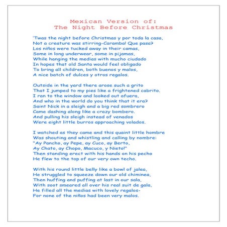 Mexican Version Of The Night Before Christmas