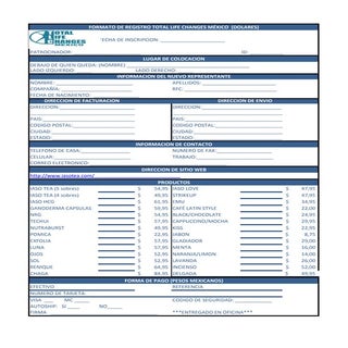 Mexico formato de registro y precio...