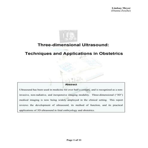 Three-dimensional Ultrasound: Techniques and Applications in Obstetrics ...