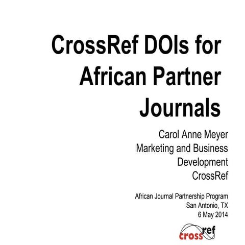 CrossRef DOIs for African Journal Partnership Journals