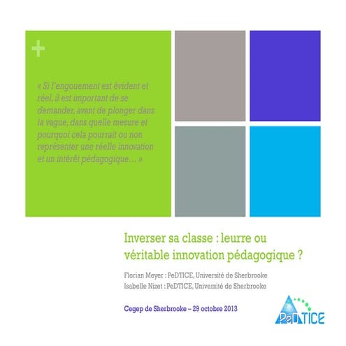 Inverser sa classe : leurre ou véritable innovation pédagogique ? 