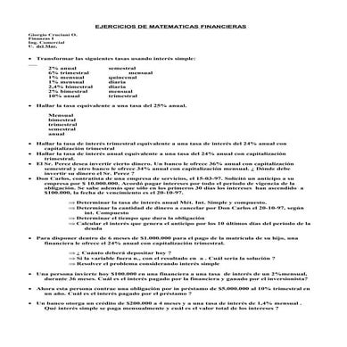 Ejercicios resueltos de matematicas financieras hernandez silva | PDF