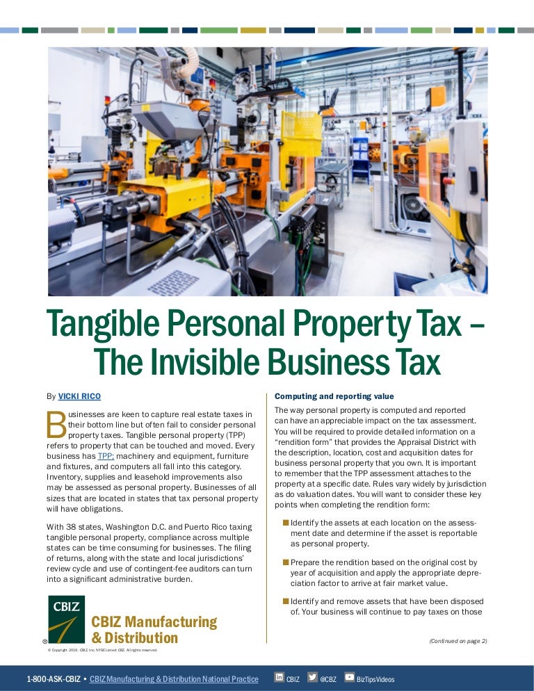 Tangible Personal Property Tax The Invisible Business Tax
