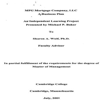 MFG Mortgage Company: An Independent Learning Project