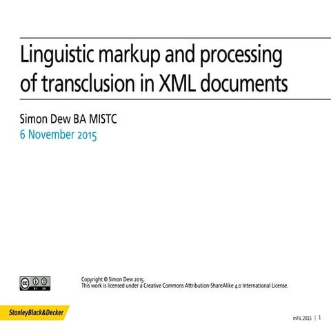 Linguistic markup and transclusion processing in XML documents