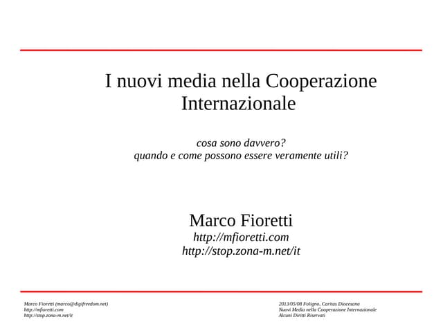 I nuovi media nella Cooperazione Internazionale