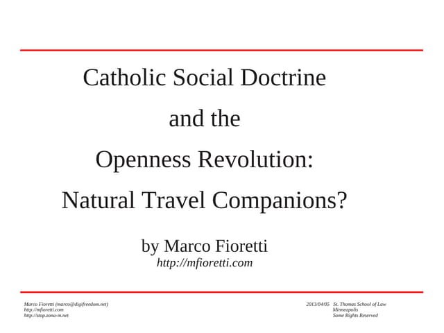 Catholic Social Thought and the Ope...