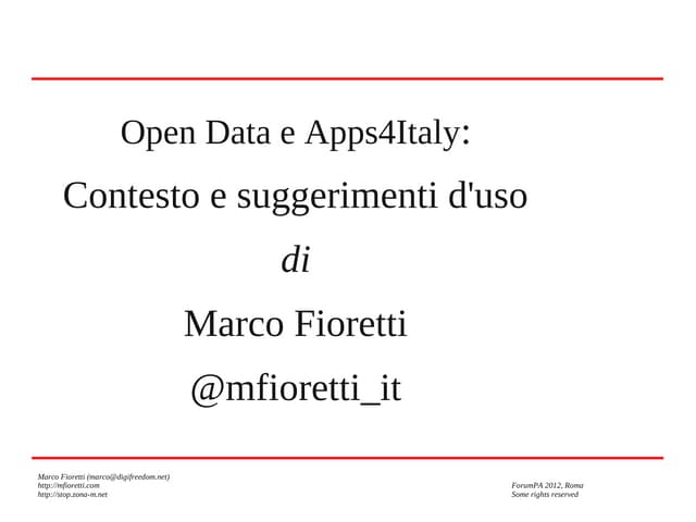 Open Data e Apps4Italy: contesto e suggerimenti d'uso