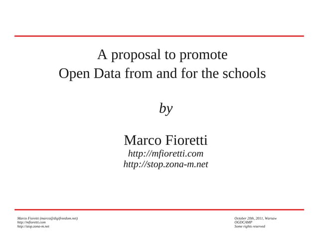 Open Data in and from schools