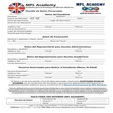 MFL Academy | Planilla de Datos Personales