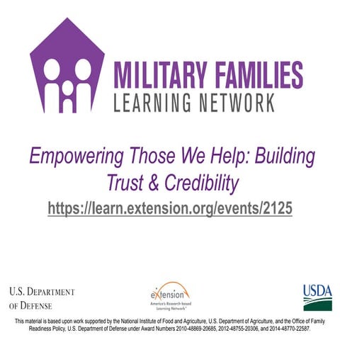 Empowering Those We Help: Building Trust & Credibility