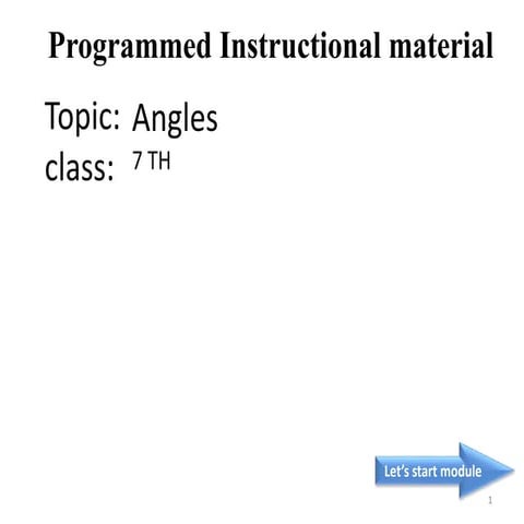 Programed instructional material: Angles
