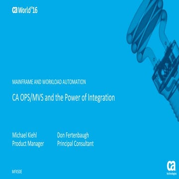 Pre-Con Ed: CA OPS/MVS and the Power of Integration