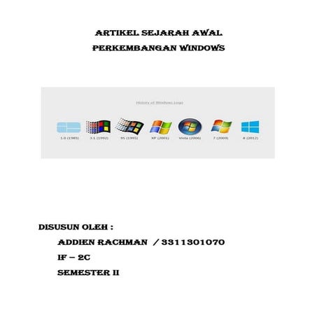 Sejarah Perkembangan Windows