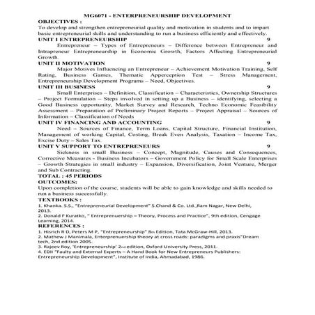 MG6071   Entrpreneurship Development
