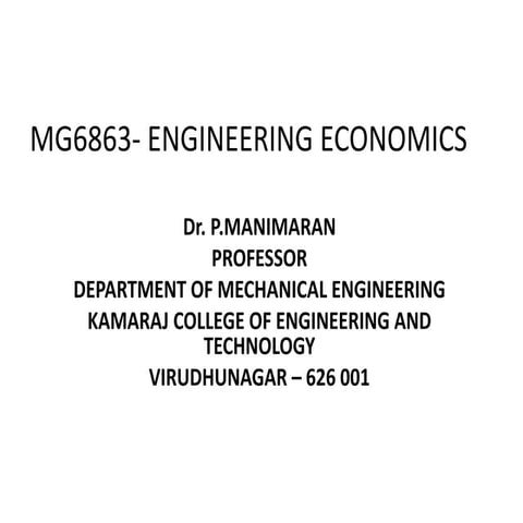 MG6863 Engineering Economics