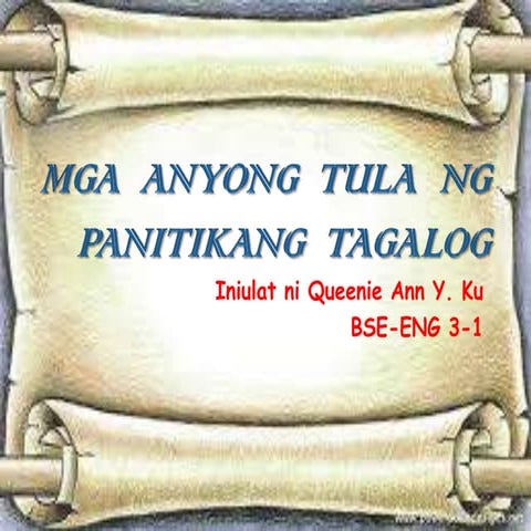 Mga  anyong  tula  ng panitikang  tagalog 