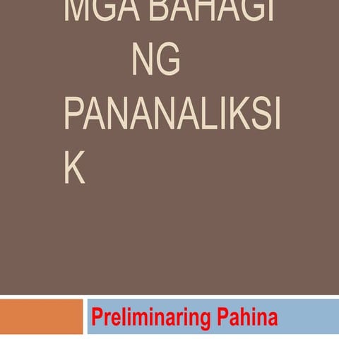 Mga bahagi ng pananaliksik