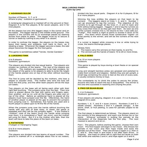 Mga Larong Pinoy (Laro ng Lahi)