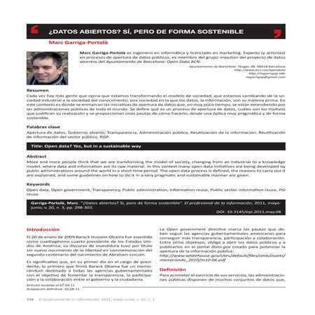 ¿Datos abiertos ? Sí, pero de forma sostenible.