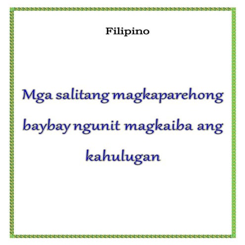 Mga salitang magkaparehong  
