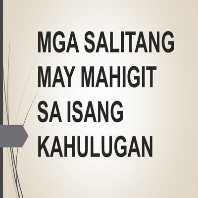 Filipino 9 Mga Salitang na may higit sa Isang Kahulugan