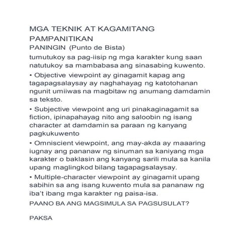 Mga teknik at kagamitang pampanitikan