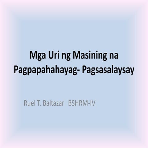 Mga uri ng masining na pagpaphahayag  pagsasalaysay