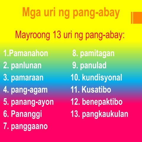 Mga uri ng pang abay